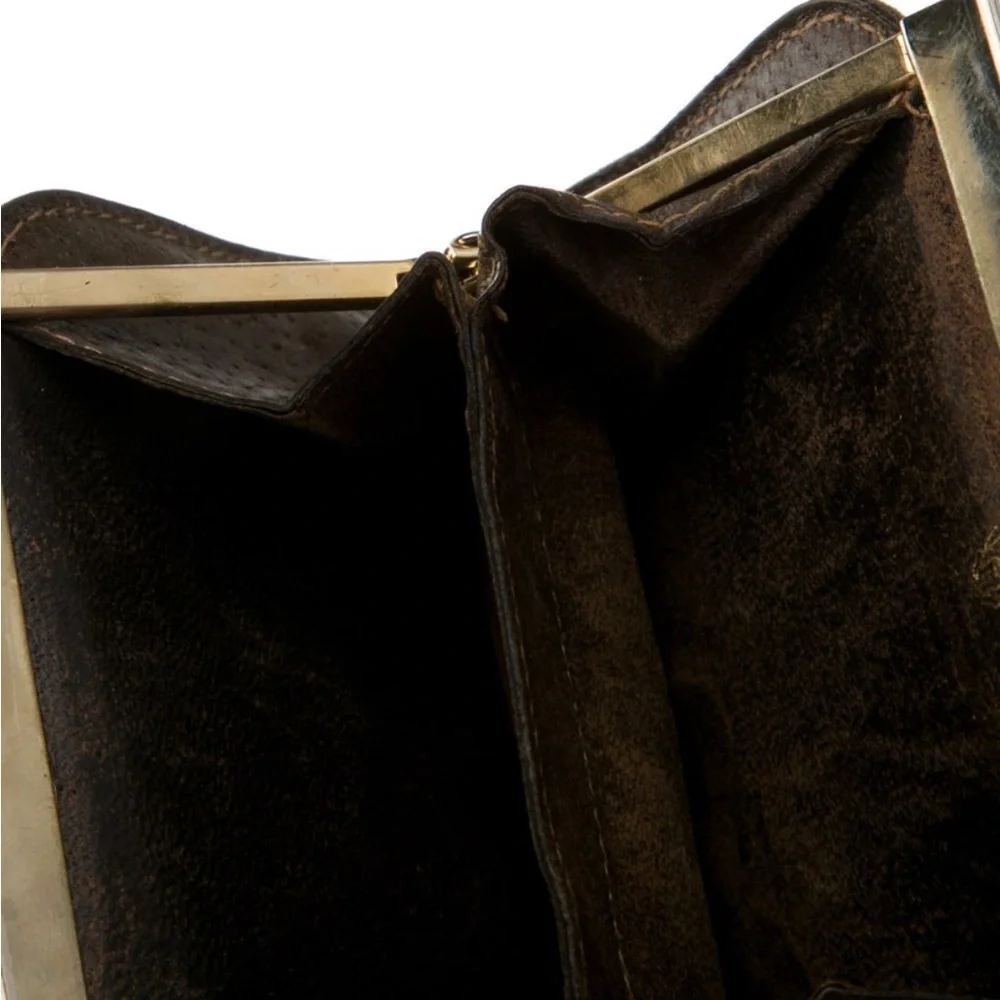 Gucci Brown Logo Canvas Coin Purse with Red and Green Stripe - Picture 3 of 4